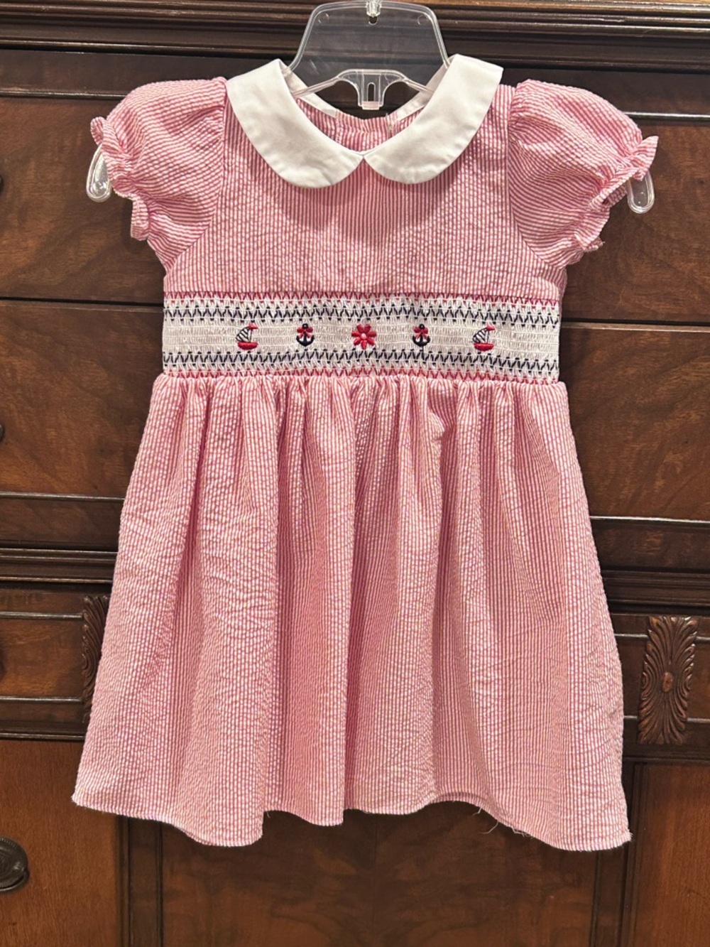 Good Lad Seersucker Nautical Smocked Toddler Dress Size 3